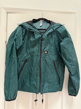 Men's Teal Hooded Windbreaker Jacket with Zippered Pockets